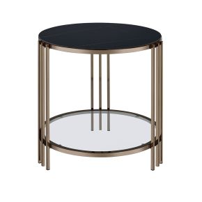 ACME LV02816 Zaidee - End Table - Sintered Stone & Champagne
