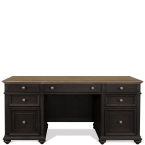 Riverside Furniture 64333 Regency - Credenza Desk - Antique Oak / Matte Black
