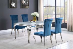 CoasterElevations 115091-S5T Carone - 5 Piece Rectangular Glass Dining Set - White / Teal