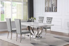 CoasterElevations 111101-S5G Kerwin - 5 Piece Rectangular Dining Table Set - Gray And Chrome