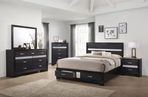 CoasterEveryday 206361KW-S4 Miranda - 4 Piece California King Platform Storage Bedroom Set - Black