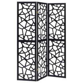 CoasterEveryday 900092 Nailan - 3-Panel Room Divider Folding Screen Open Mosaic - Black