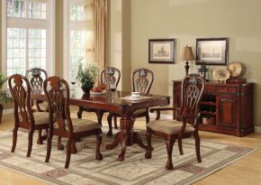 Furniture of America CM3222T-TABLE George Town - Dining Table With Double Pedestals - Cherry