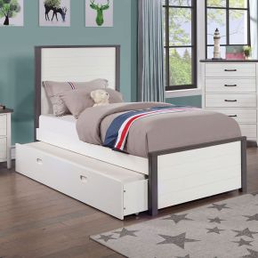 Furniture of America CM7467WH-T-BED Priam - Twin Bed - White / Gray