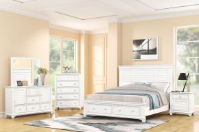 New Classic 00-B2118S-15C Jamestown - 6/6 Eastern King 5 Piece Bedroom Set (Bed & Dresser & Mirror & Chest & Nightstand) With Storage - White