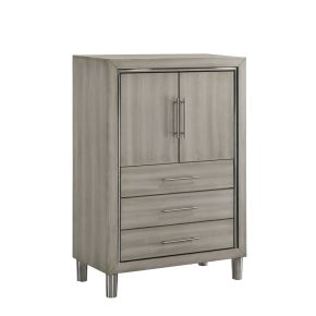 New Classic B1248-071 Lennox - Door Chest With Shoe Storage & LED Light - Gray