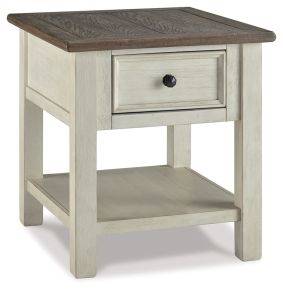 Ashley Furniture T637-3 Bolanburg - Rectangular End Table - White / Brown / Beige