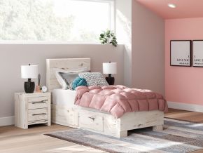 Ashley Furniture B2310B23 Lawroy - Twin Panel Bed With 2 Under Bed Storage Units - Light Natural