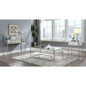 ACME 80605 Wisteria - Coffee Table - Mirrored & Rose Gold