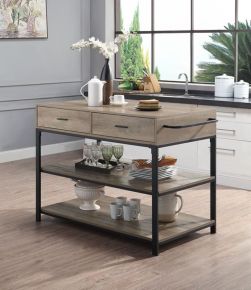 ACME AC00403 Macaria - Kitchen Island - Rustic Oak & Black Finish - 36"