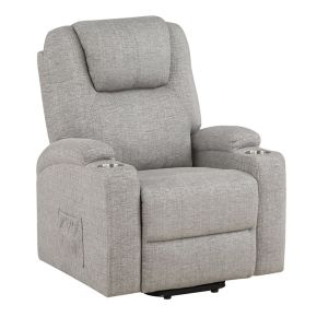 ACME LV02180 Evander - Recliner With Power Lift & Massage - Light Gray Chenille