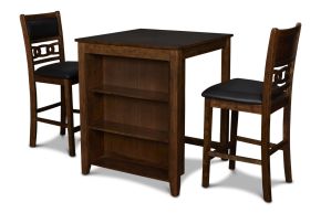 New Classic D1701-32S-BRN Gia - Counter Table With 2 Chairs & Storage Shelf - Brown