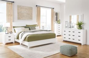 Signature Design by Ashley® B427/31/36/81/97 Binterglen - 4 Pc. - Dresser, Mirror, Queen Panel Bed - White