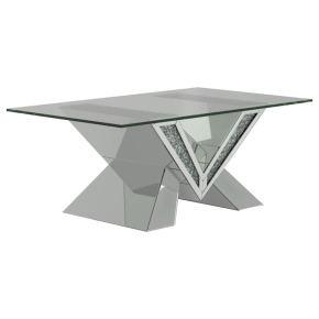 CoasterElevations 723448 Taffeta - Glass Top Mirrored Acrylic Coffee Table - Silver
