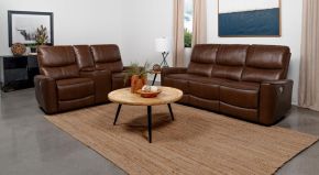Coaster Fine Furniture 610264P-S2 Greenfield - 2 Piece Power Reclining Sofa Set - Saddle Brown
