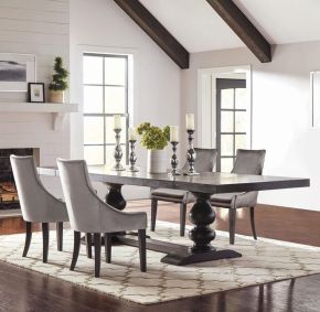 CoasterEssence 121231-S5G Phelps - 5 Piece Rectangular Dining Table Set - Distressed Noir