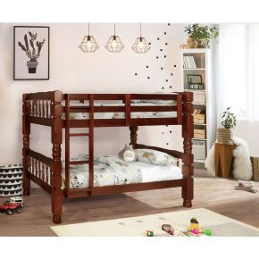 Furniture of America CM2527CH-BED Carolina - Twin Over Twin Bunk Bed - Cherry