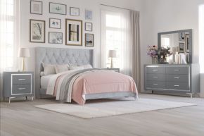 New Classic 00-3365G-35N Huxley - 5/0 Queen 5 Piece Bedroom Set (Bed & Dresser & Mirror & 2 Nightstands) - Gray