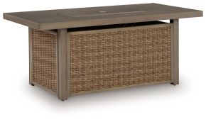Signature Design by Ashley® PCP790-773 Laguna Heights - Rectangular Fire Pit Table - Beige