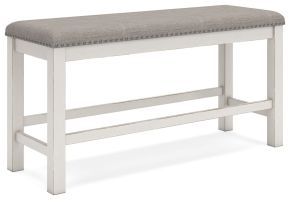 Ashley Furniture D642-09 Robbinsdale - Dbl Counter Height Upholstered Dining Bench - Antique White