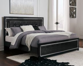 Signature Design by Ashley® B1420/58/56/95/B100-14 Kaydell - Black - King Upholstered Panel Bed, Roll Slats