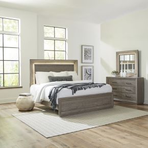 Liberty Furniture 272-BR-QPBDM Horizons - 3 Piece Bedroom Set (Queen Panel Bed, Dresser & Mirror) - Gray