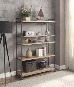 ACME AC00758 Brantley - Bookshelf - Oak & Sandy Black Finish - 65"
