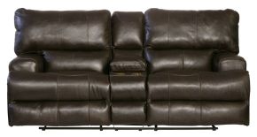 Catnapper 4589-1283/28-3083/28 Wembley - Italian Leather Match Lay Flat Reclining Console Loveseat - Steel