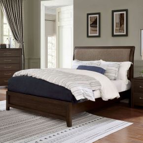 Furniture of America FOA7917EK-BED Jamie - Eastern King Bed - Walnut / Light Brown