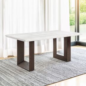 ACME DN03195 Edwyn - Dining Table With Marble Top - White Natural Marble Top & Brown Finish