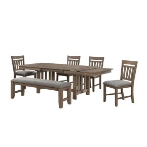 New Classic 40-3412-D4CB New Classic 40-3412-D4CB Harrisburg - Dining Table & 4 Chairs & Bench - Brown