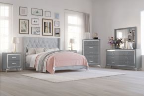 New Classic 00-3365G-36N Huxley - 5/0 Queen 6 Piece Bedroom Set (Bed & Dresser & Mirror & Chest & 2 Nightstands) - Gray