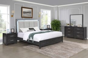 New Classic 00-6555-15N Odessa - 6/6 Eastern King 5 Piece Bedroom Set (Bed & Dresser & Mirror & 2 Nightstands) - Dark Gray
