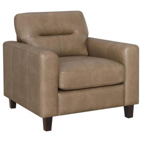 Coaster Fine Furniture 504669 Scotland - Faux Leather Upholstered Track Arm Chair - Brown