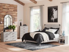 Signature Design by Ashley® EB4123/231/157/113 Shawburn - 3 Pc. - Dresser, Queen Platform Bed With Crossbuck Panel Headboard - Gray