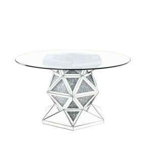 ACME 72145 Noralie - 52" Round Dining Table - Mirrored & Faux Diamonds