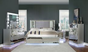 Furniture of America CM7417SV-EK-BED Belladonna - Eastern King Bed - Silver
