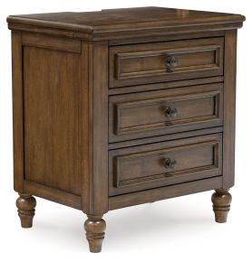 Benchcraft® B787-93 Sturlayne - Three Drawer Night Stand - Brown