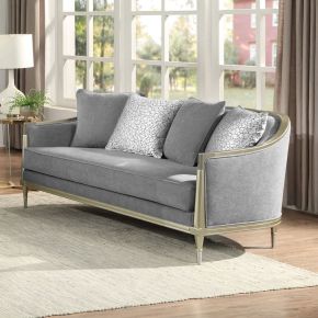 ACME LV04821 Fernando - Loveseat With 4 Pillows - Gray Chenille & Champagne