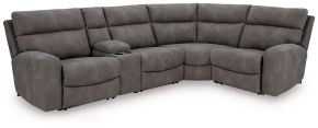 Signature Design by Ashley® 61003S5 Next-Gen Durapella - 5-Piece Power Reclining Sectional With Console - Slate