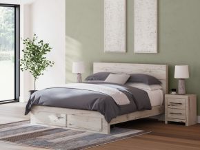 Signature Design by Ashley® B2310B11 Lawroy - King Panel Bed With Storage Footboard - Light Natural