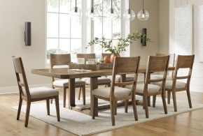 Signature Design by Ashley® D974/35/01(4) Cabalynn - Oatmeal / Light Brown - 9 Pc. - Dining Room Table, 8 Side Chairs