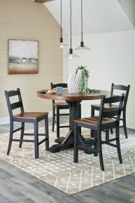 Signature Design by Ashley® D546/23T/23B/724(2) Valebeck - Multi - 6 Pc. - Counter Height Dining Table, 4 Barstools