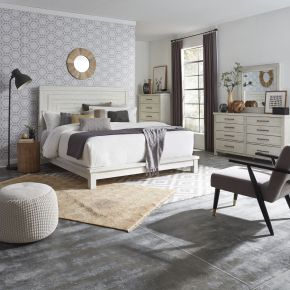 Liberty Furniture 406W-BR-KPLDMC Modern Farmhouse - 4 Piece Bedroom Set (King Platform Bed, Dresser & Mirror, Chest) - White
