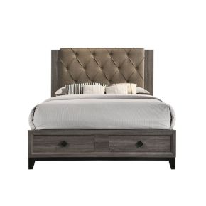 ACME 27670Q Avantika - Queen Bed - Fabric & Rustic Gray Oak