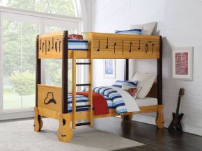 ACME 37710 Petrus - Twin Over Twin Bunk Bed - Honey Oak & Espresso