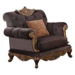 ACME 53797 Orianne - Chair - Charcoal Fabric & Antique Gold