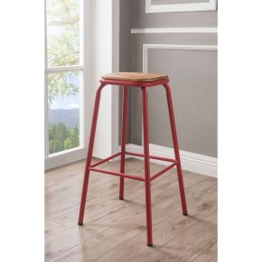 ACME 72388 Scarus - Bar Stool (Set of 2) - Natural & Red