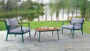 Furniture of America CM-OT1845-3PK Marsha - 3 Piece Outdoor Set - Gray / Green / Oak