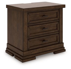 Benchcraft® B849-93 Taffenbrook - Three Drawer Night Stand - Medium Brown